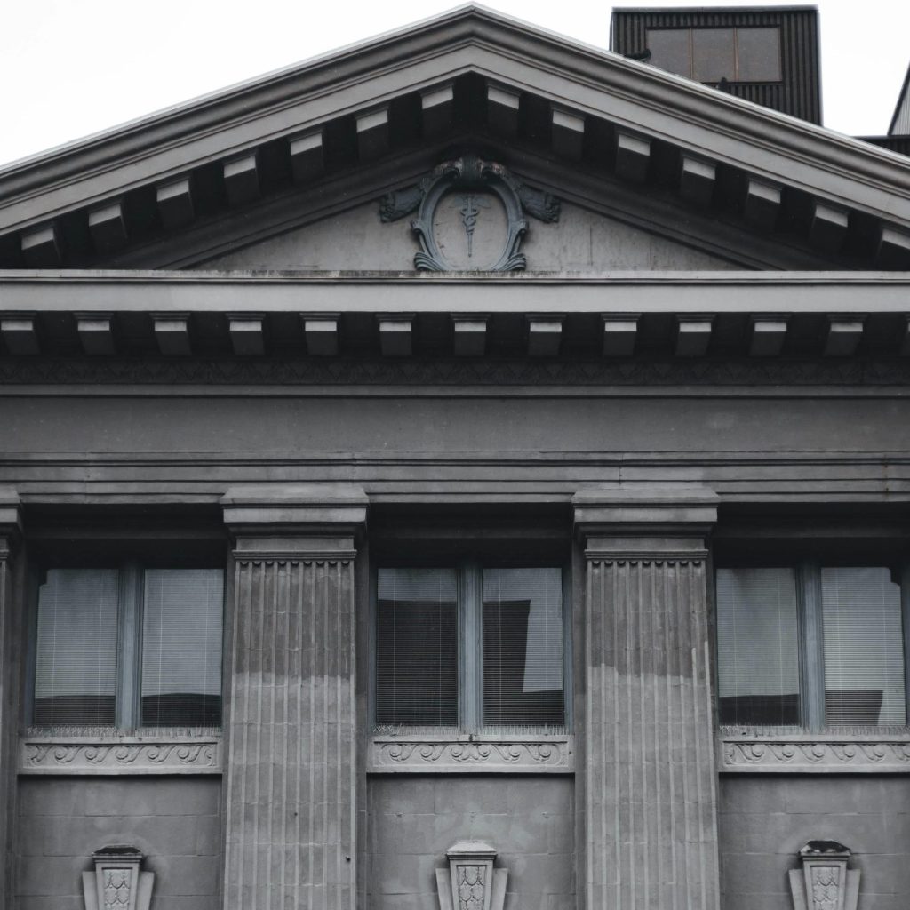 Services A historic bank building with classical architecture featuring the HSBC logo on its facade.